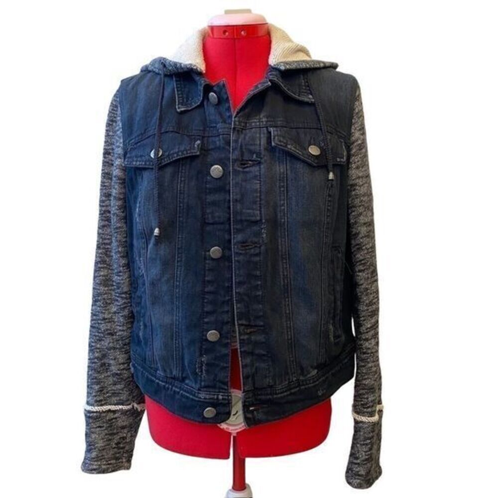 Free People Distressed Denim Jacket Size M